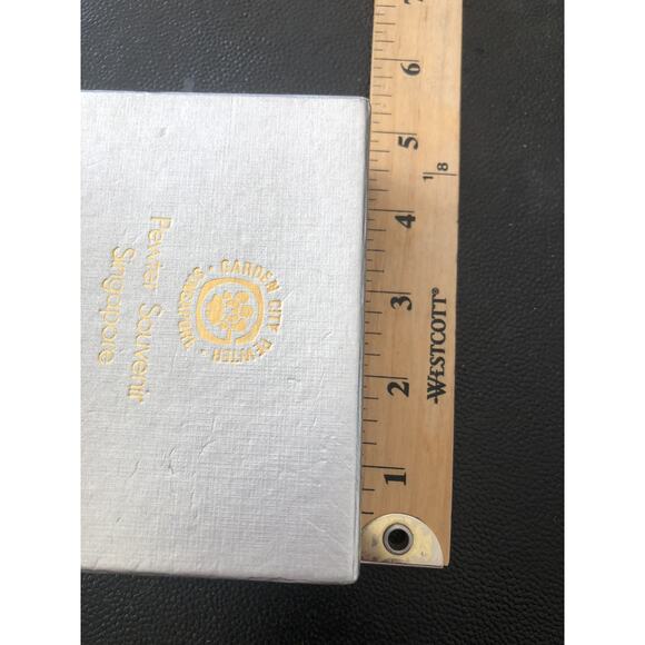 Garden City Pewter Singapore Shot Glasses Vintage New In Box Engraved - Picture 9 of 9